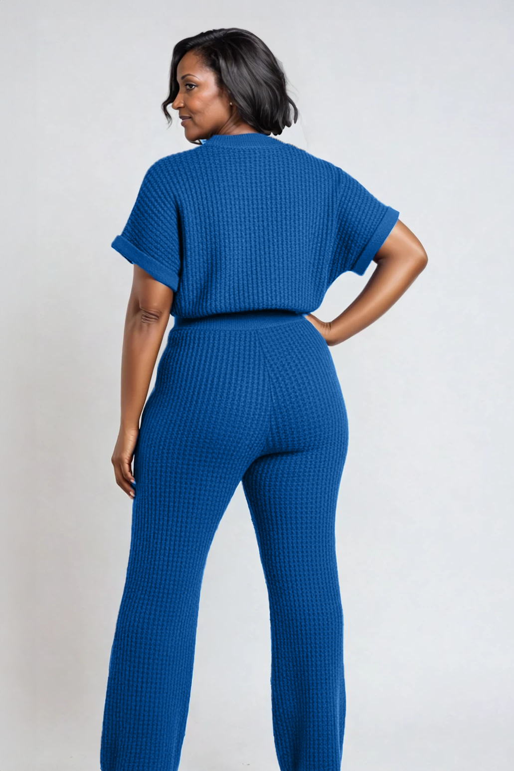 Zeta Sweater Pants Set – Blue, Sweater-Knit, Wide-Leg, – Madam37 Zeta Sweater Pants Set – Blue, Sweater-Knit, Wide-Leg, – Madam37